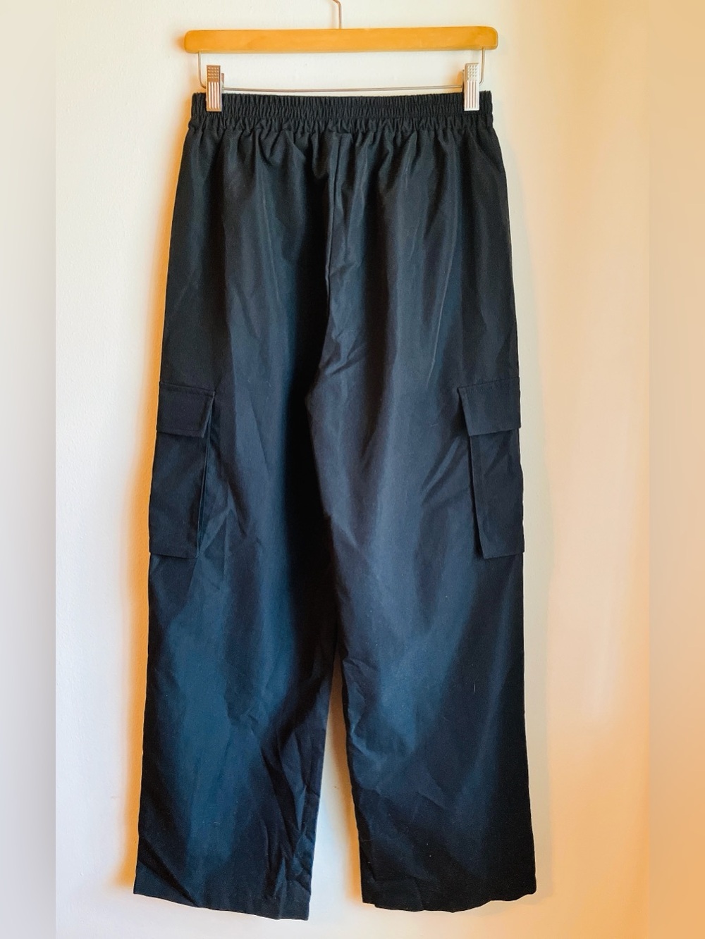 SHEIN Wide-Leg High-Rise Pull-on Cargo Pants Black Lightweight Large - Picture 3 of 9